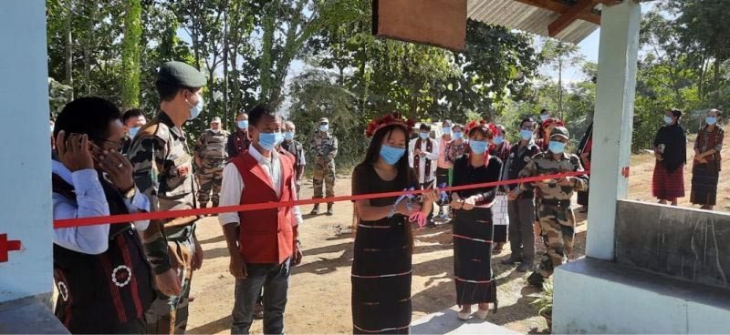 Assam Rifles dedicated a waiting shed at Vihuto village. It was inaugurated by Livy Zhimo as insisted by Assam Riffles. The waiting shed will not only assist villagers of Vihuto but also the common commuters of road connecting Jalukie and Dimapur via Sukhovi as the area is prone to heavy rain fall during raining seasons and the village did not have any bus waiting shed nearby  road side. (DIPR Photo) 